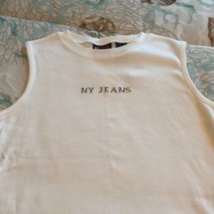 NYJEANS White Tank Top with Silver NY JEANS